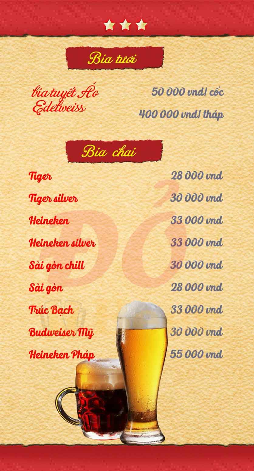 Menu Đỏ Beer - Nguyễn Bỉnh Khiêm 18 