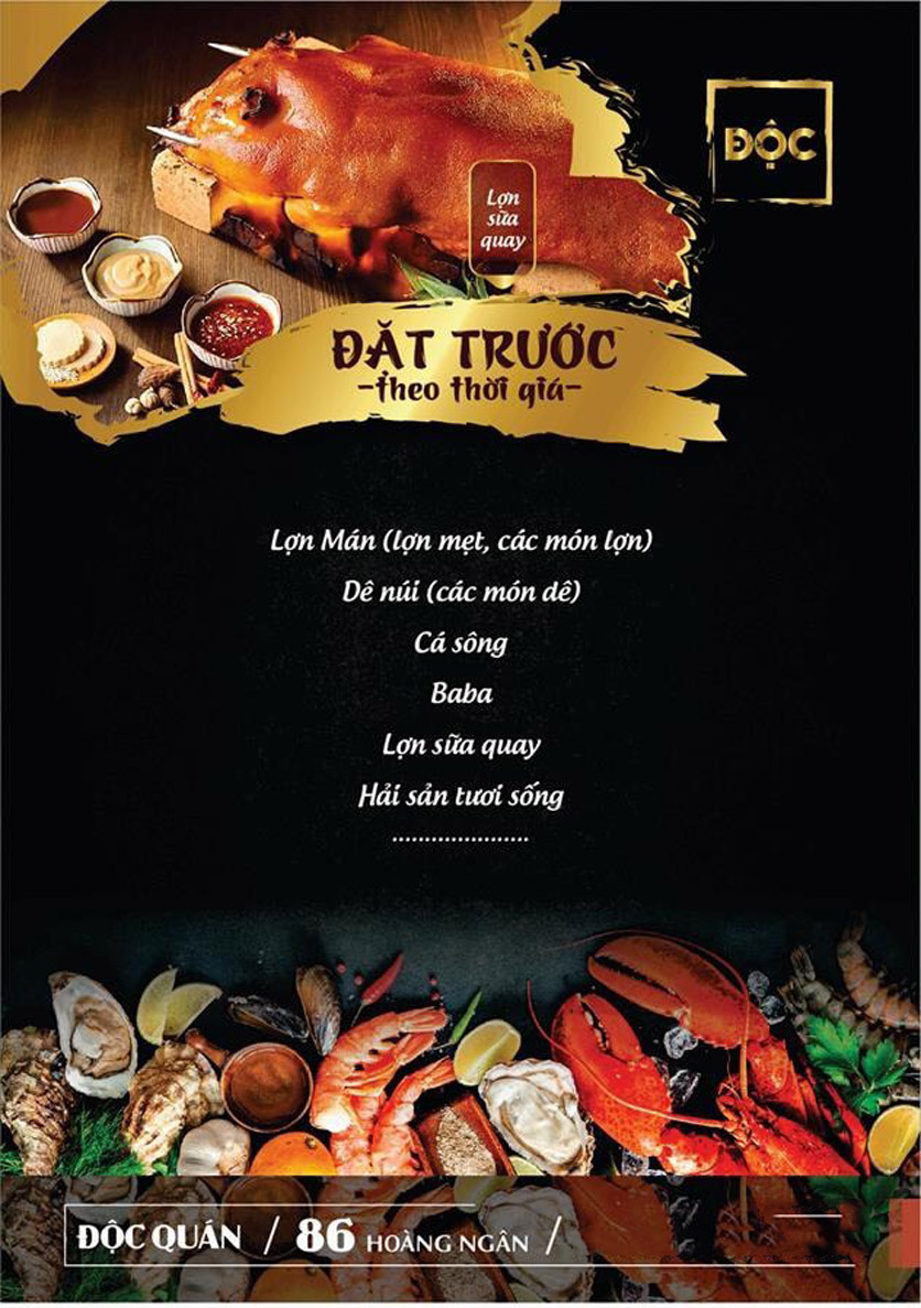 Menu Độc Quán – Hoàng Ngân 17 