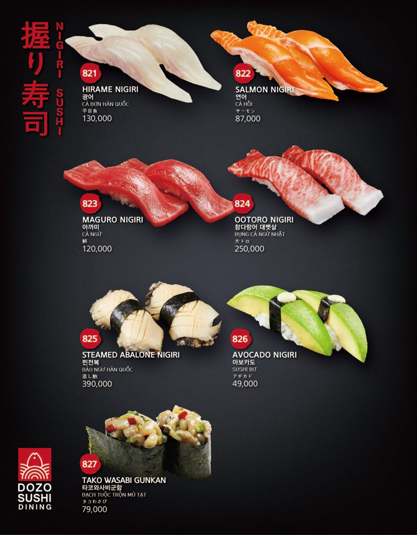 Menu Dozo Sushi Dining – Landmark 81 14 