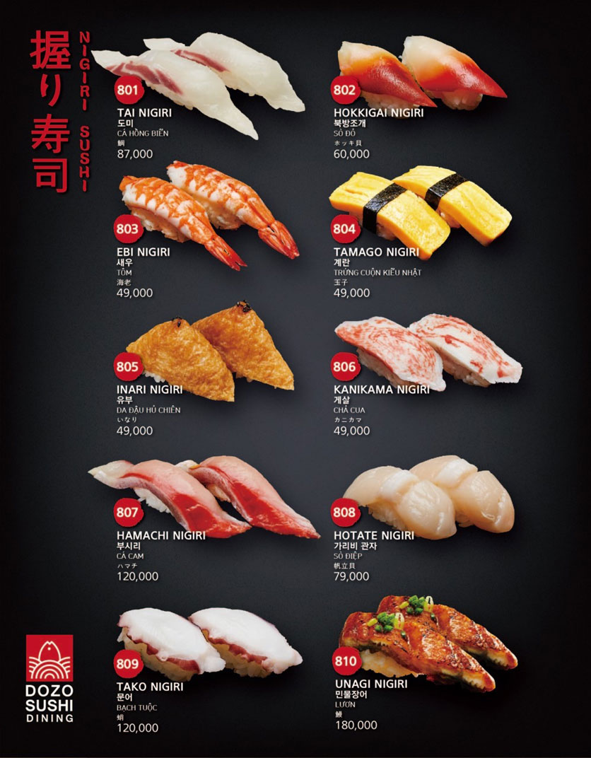 Menu Dozo Sushi Dining – Landmark 81 16 