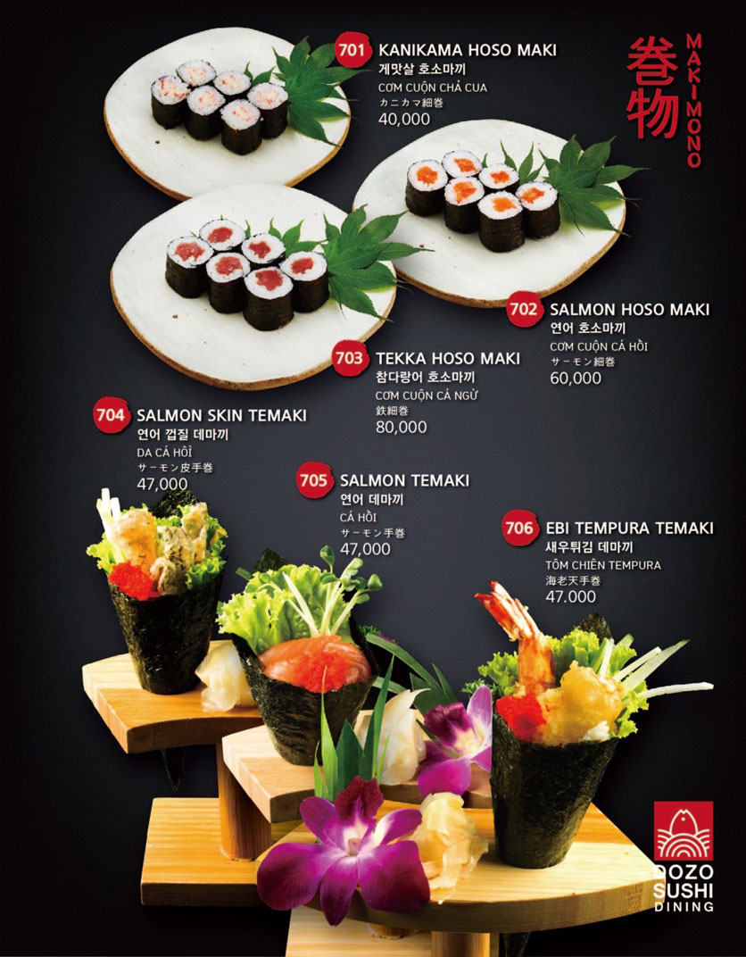 Menu Dozo Sushi Dining – Landmark 81 17 