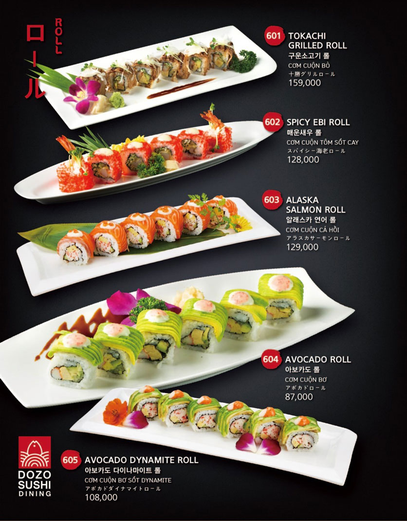 Menu Dozo Sushi Dining – Landmark 81 18 