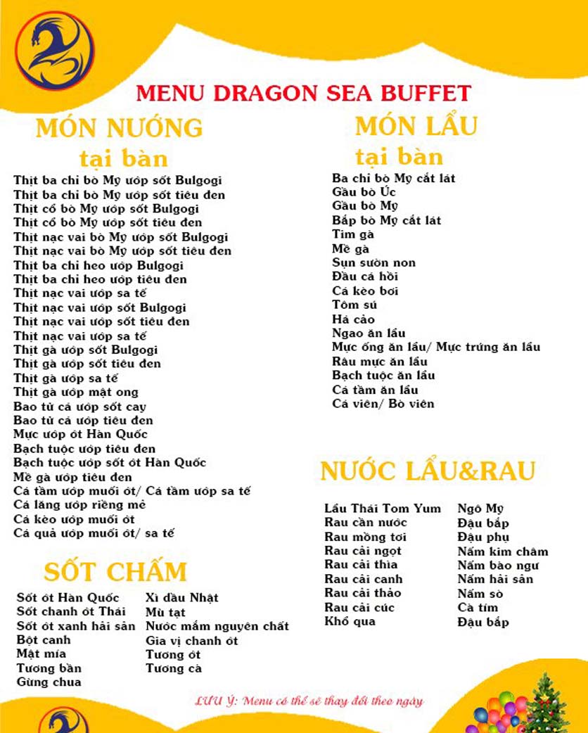 Menu Dragon Sea Buffet - MAC Plaza 1 