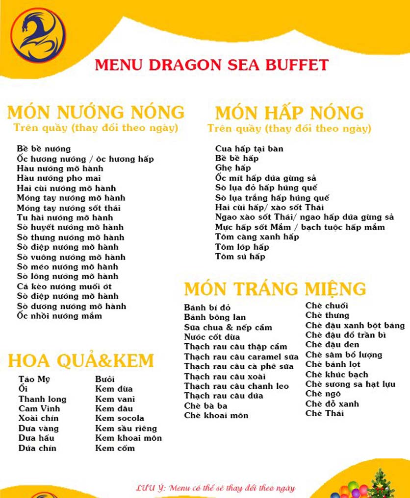 Menu Dragon Sea Buffet - MAC Plaza 2 