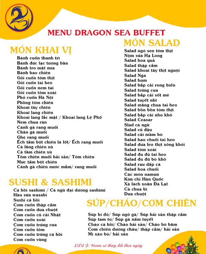 Menu Dragon Sea Buffet - MAC Plaza 3 