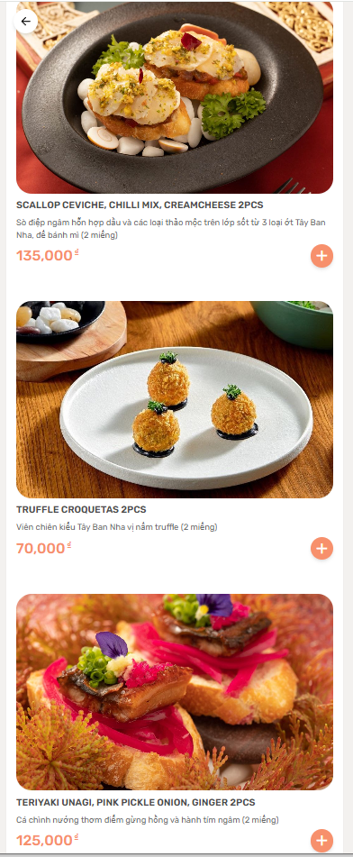 Menu Feliz - Modern Tapas Bar - Nam Ngư 3 