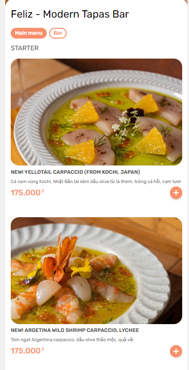 Menu Feliz - Modern Tapas Bar - Nam Ngư 7 