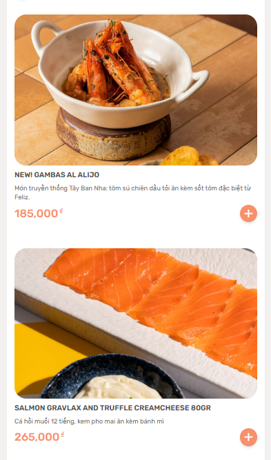 Menu Feliz - Modern Tapas Bar - Nam Ngư 8 