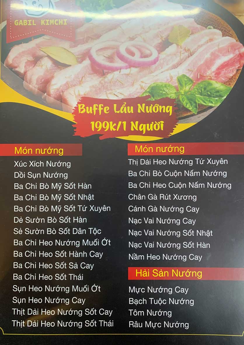 Menu Gabil Kimchi - Nguyễn Chí Thanh 11 
