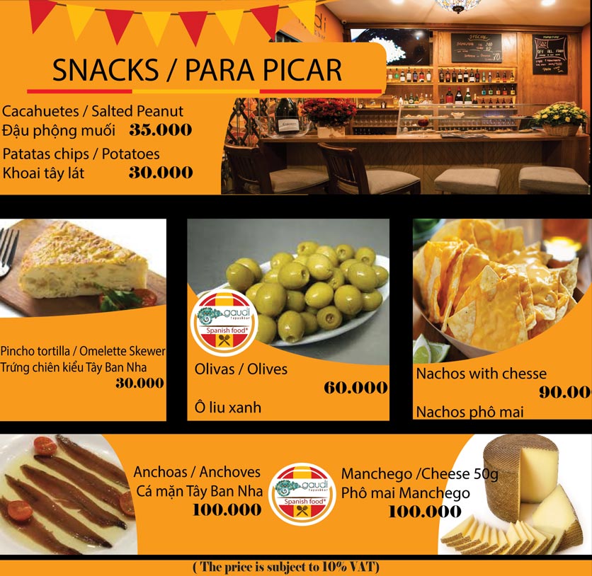 Menu Gaudi - Tapas & Bar - Lê Thánh Tôn 1