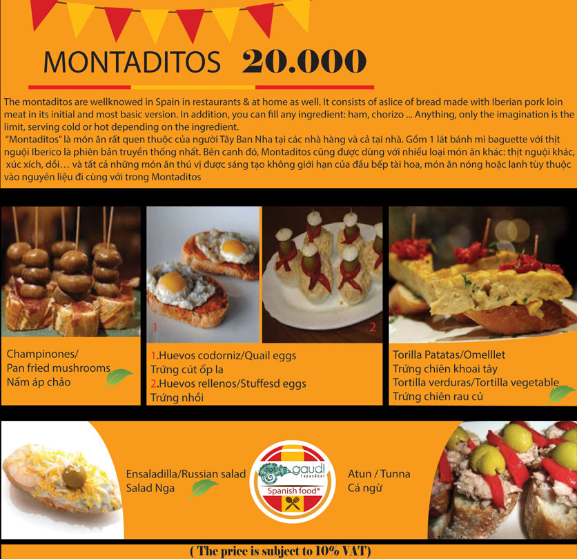 Menu Gaudi - Tapas & Bar - Lê Thánh Tôn 2