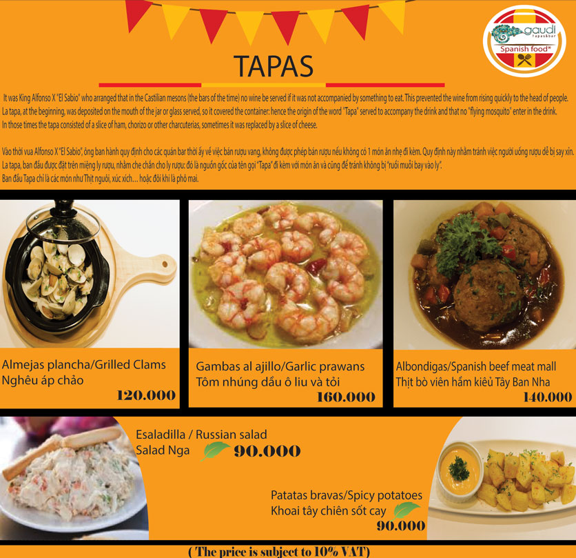 Menu Gaudi - Tapas & Bar - Lê Thánh Tôn 5