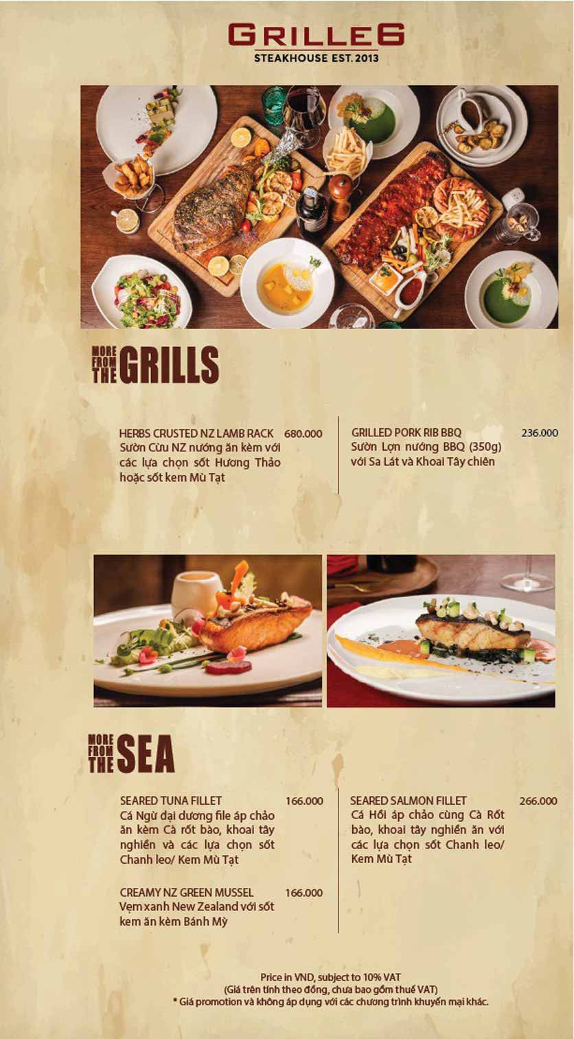 Menu GRILLE6 Steakhouse - Hào Nam 6 