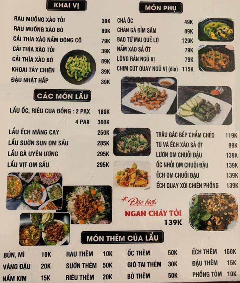 Menu H2 Phố - Lẩu tươi & nóng - Núi Thành 2