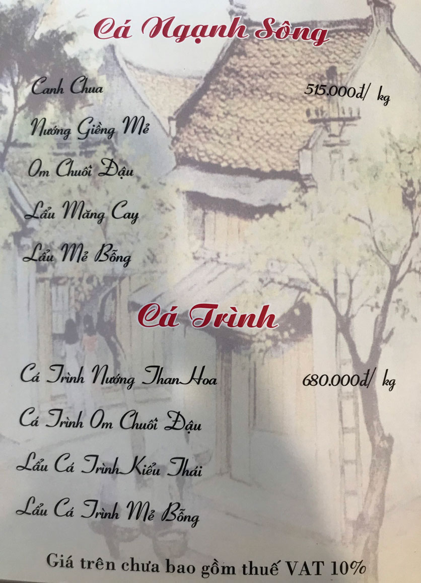 Menu Hà Nội Phố - Hàm Nghi 10 