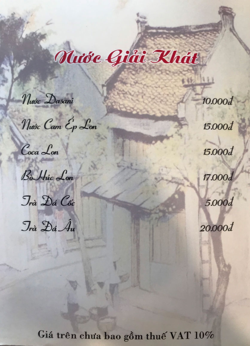 Menu Hà Nội Phố - Hàm Nghi 24 