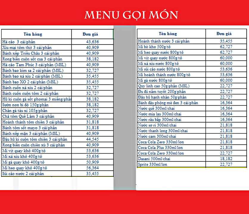 Menu Hào Uyển - Estella Place 1