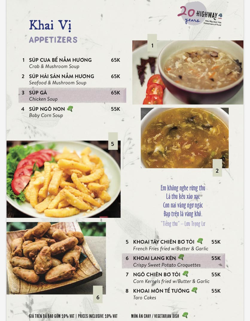 Menu Highway4 - Hàn Thuyên 1