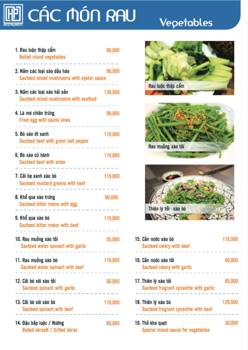 Menu Hoa Phố Quán - Bến Vân Đồn 9 