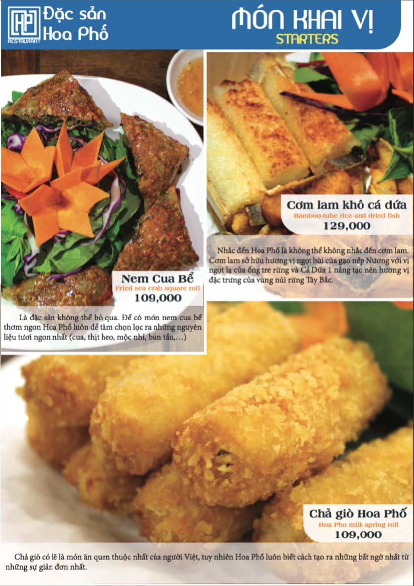 Menu Hoa Phố Quán - Bến Vân Đồn 1 