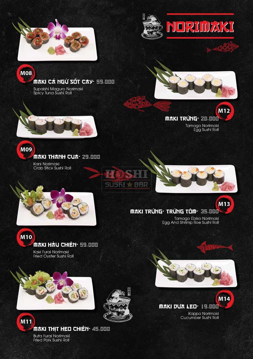 Menu Hoshi Sushi - Bàu Cát 14 