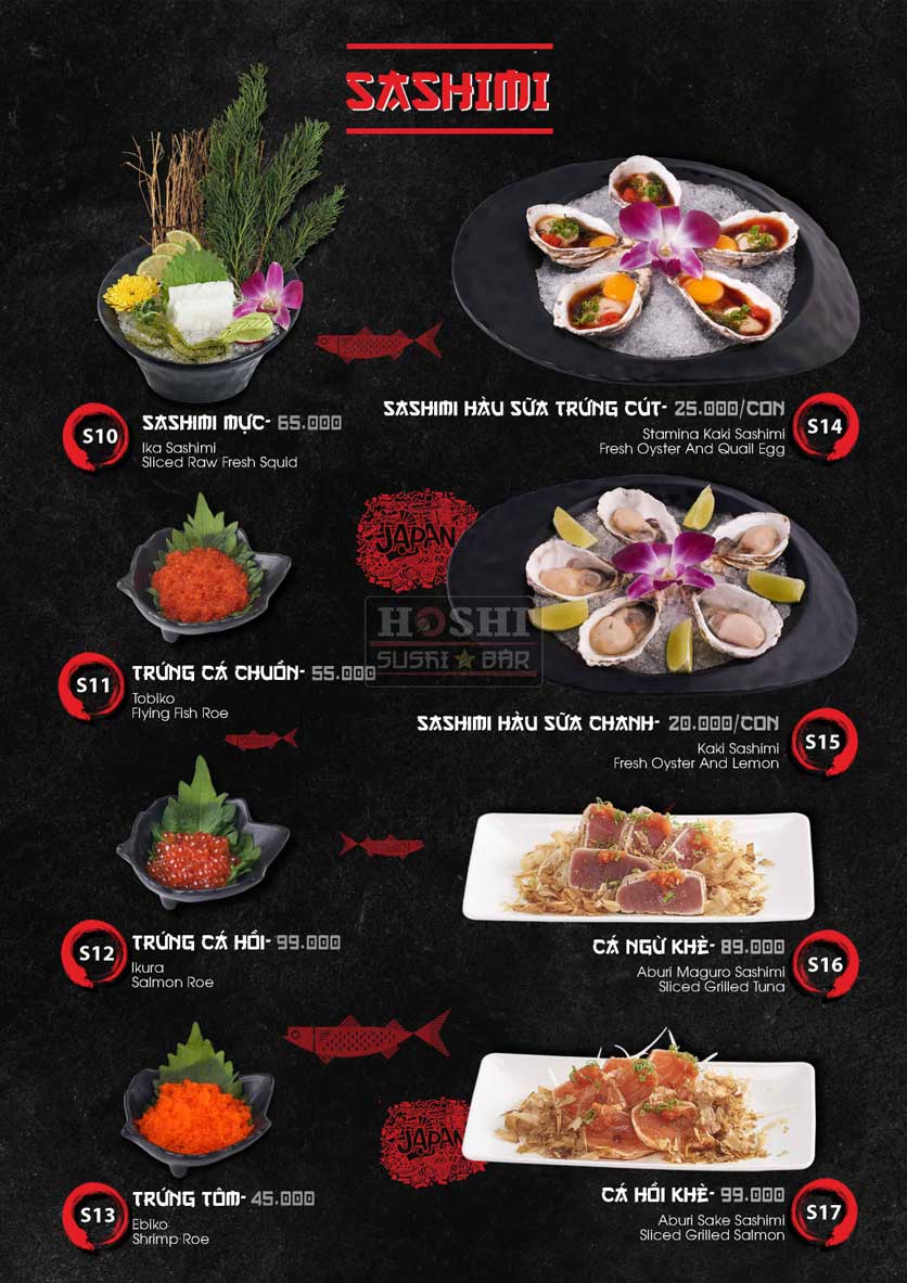 Menu Hoshi Sushi - Bàu Cát 7 