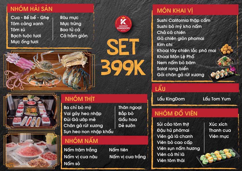 Menu Hotpot Kingdom Premium - Minh Khai 1 