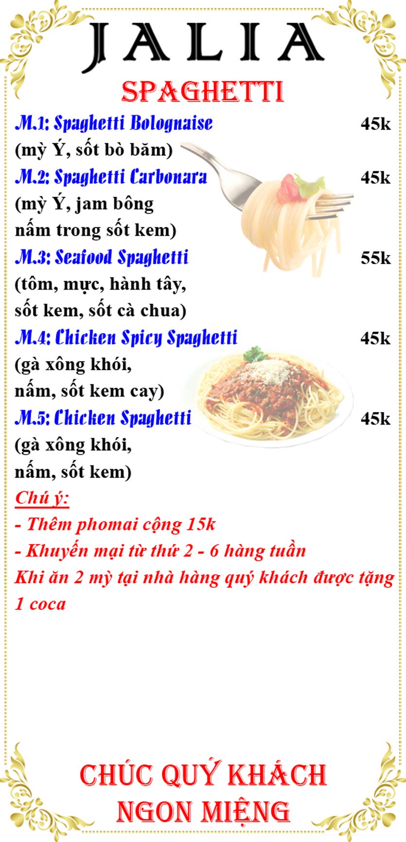 Menu Jalia - Vũ Ngọc Phan 5