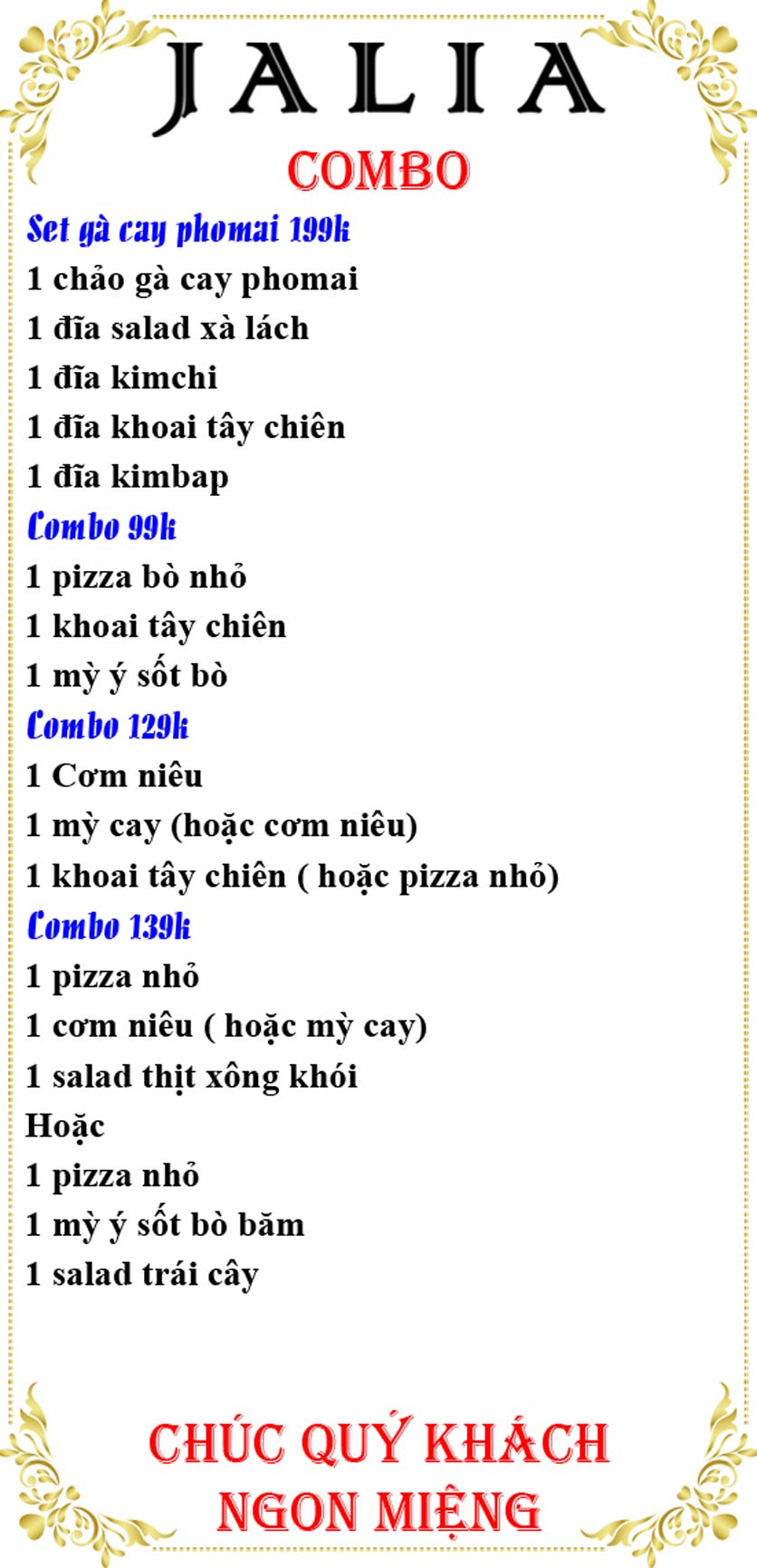Menu Jalia - Vũ Ngọc Phan 8