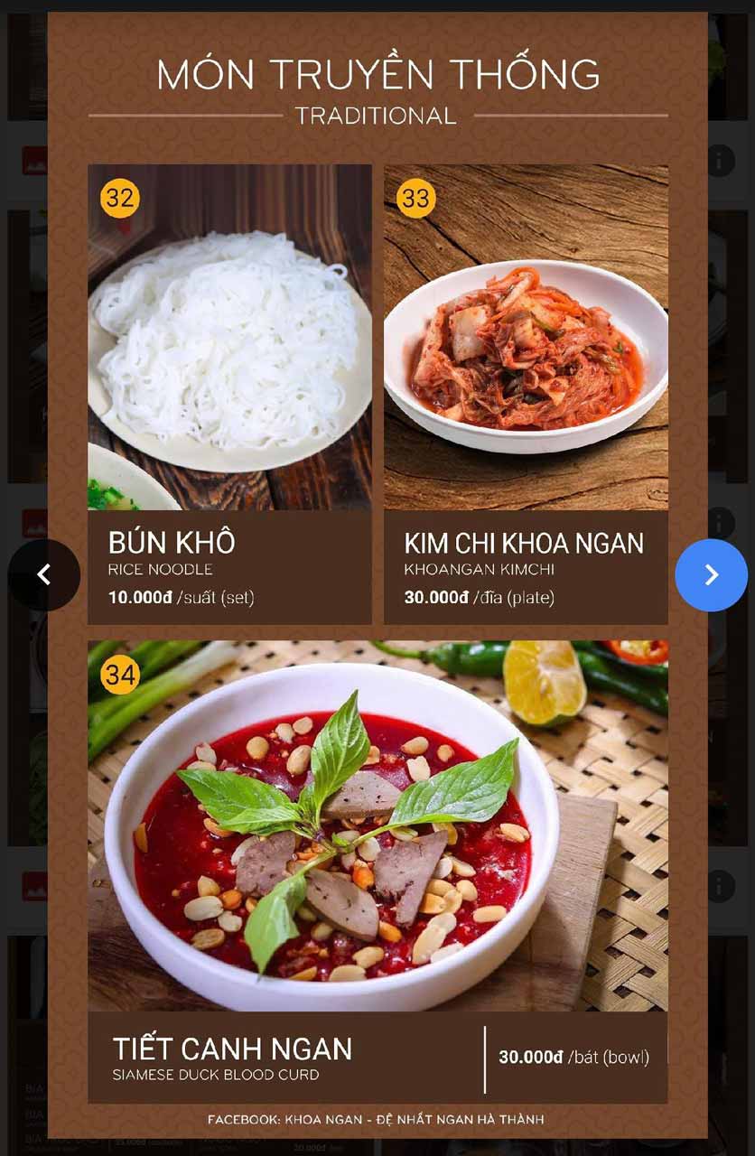 Menu Khoa Ngan Xưa và Nay - Hai Bà Trưng 10 
