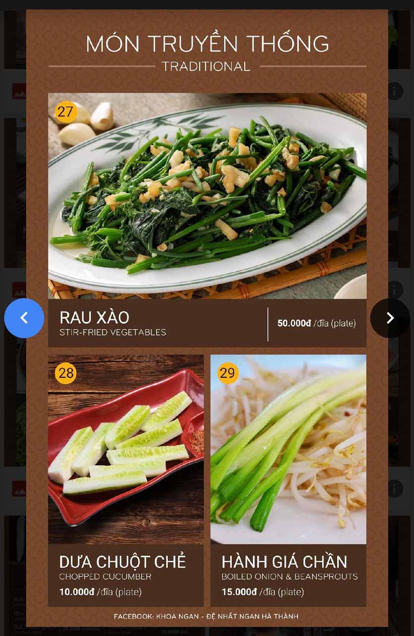 Menu Khoa Ngan Xưa và Nay - Hai Bà Trưng 11 