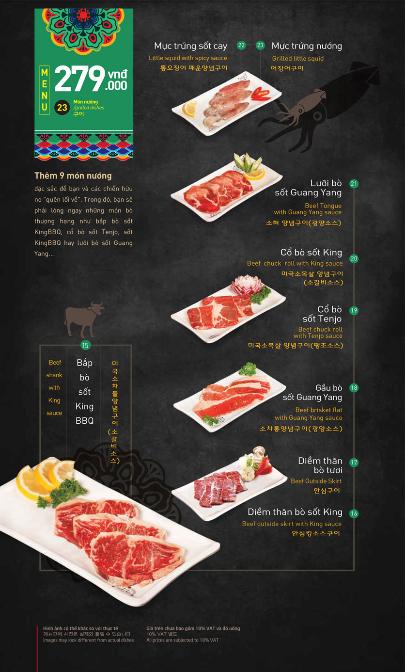Menu King BBQ Buffet – Lương Yên 3