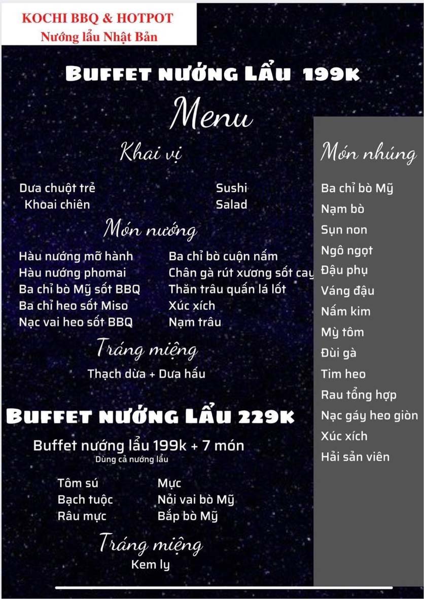 Menu Kochi BBQ - Tạ Quang Bửu 2 