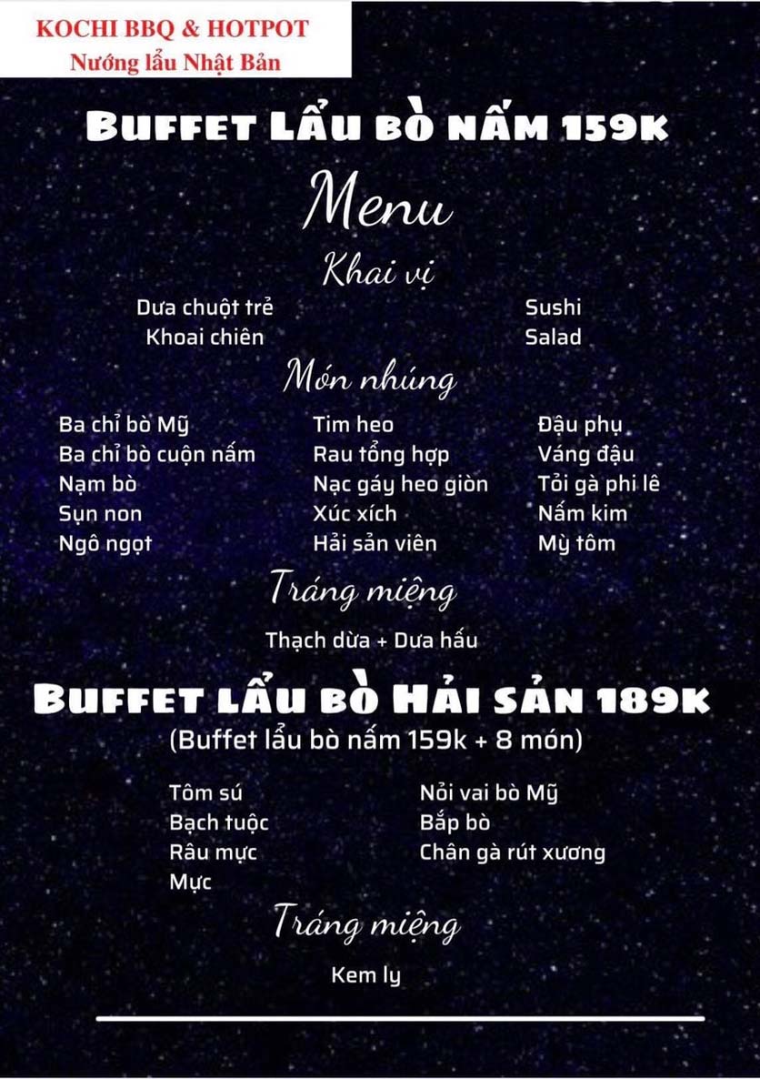 Menu Kochi BBQ - Tạ Quang Bửu 3 