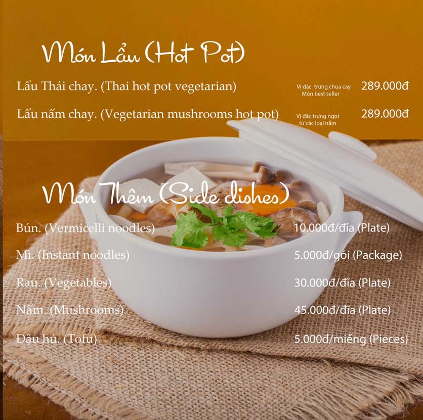 Menu KVegetarian Restaurant & Café - Phan Đăng Lưu 10 