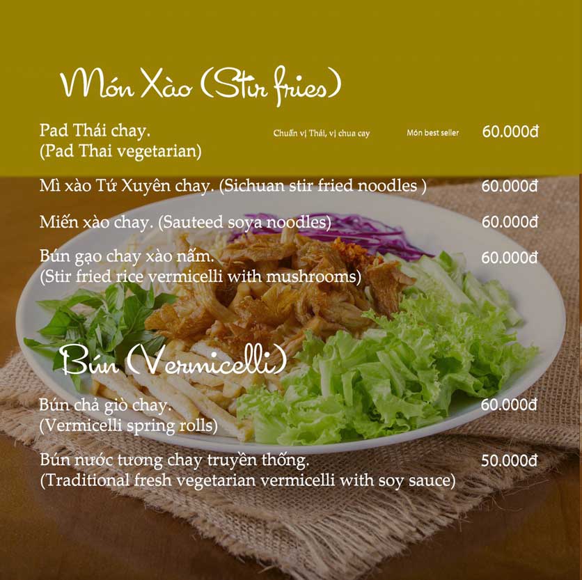 Menu KVegetarian Restaurant & Café - Phan Đăng Lưu 5 