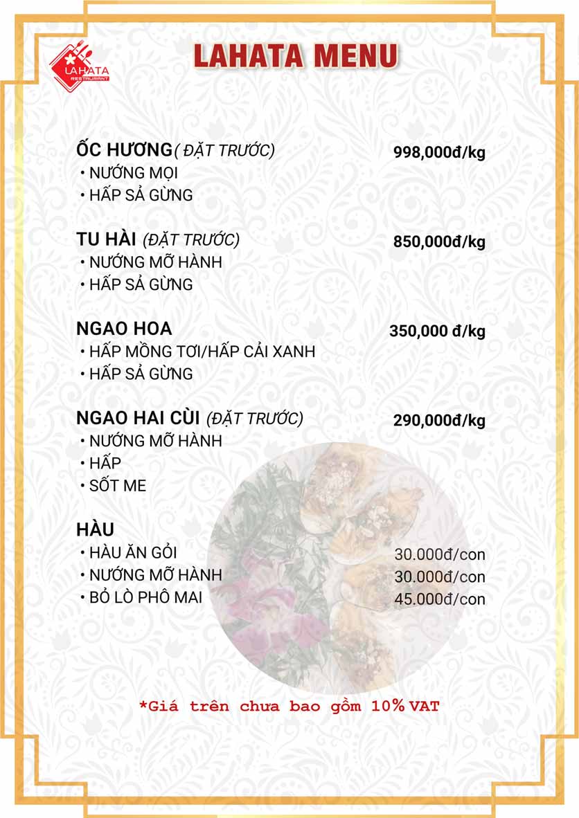 Menu Lahata Restaurant - Dương Đình Nghệ 11 