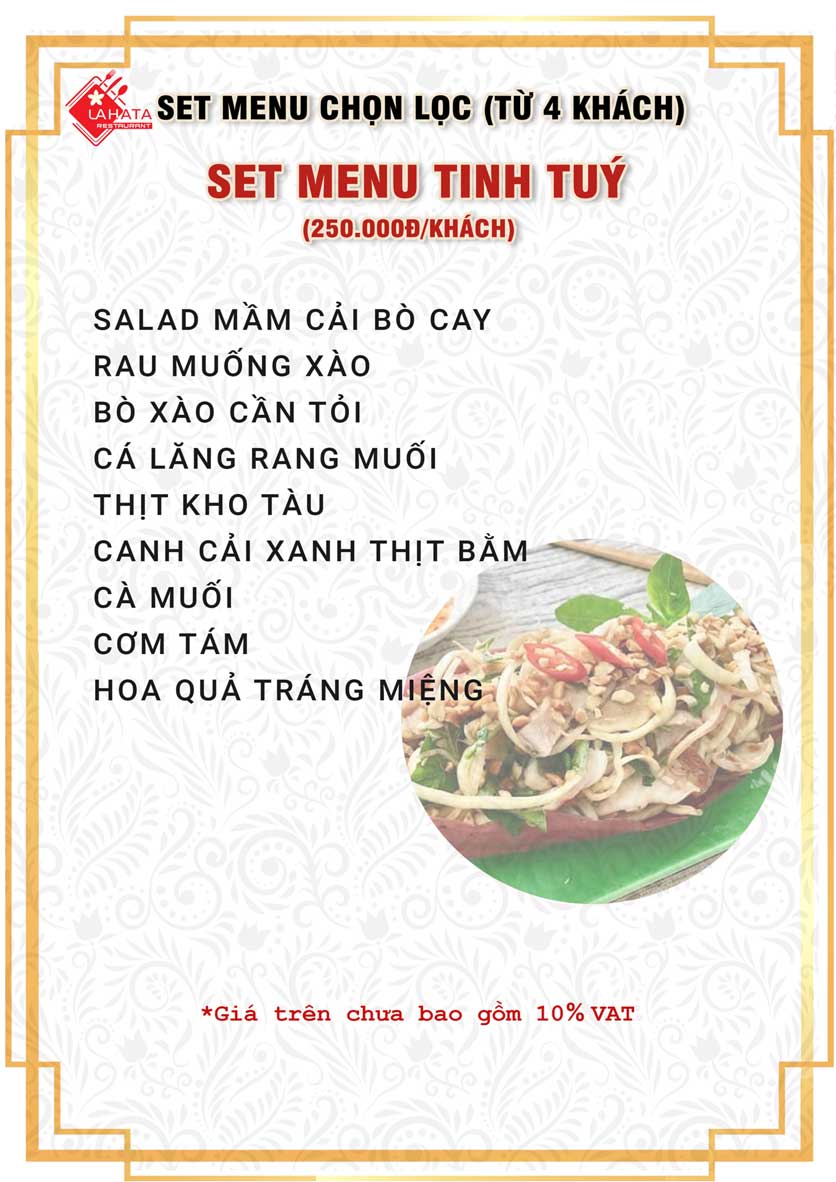 Menu Lahata Restaurant - Dương Đình Nghệ 2 