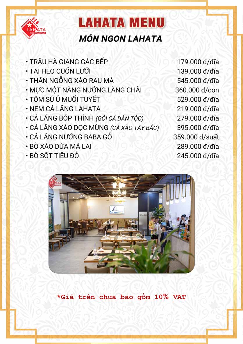 Menu Lahata Restaurant - Dương Đình Nghệ 19 
