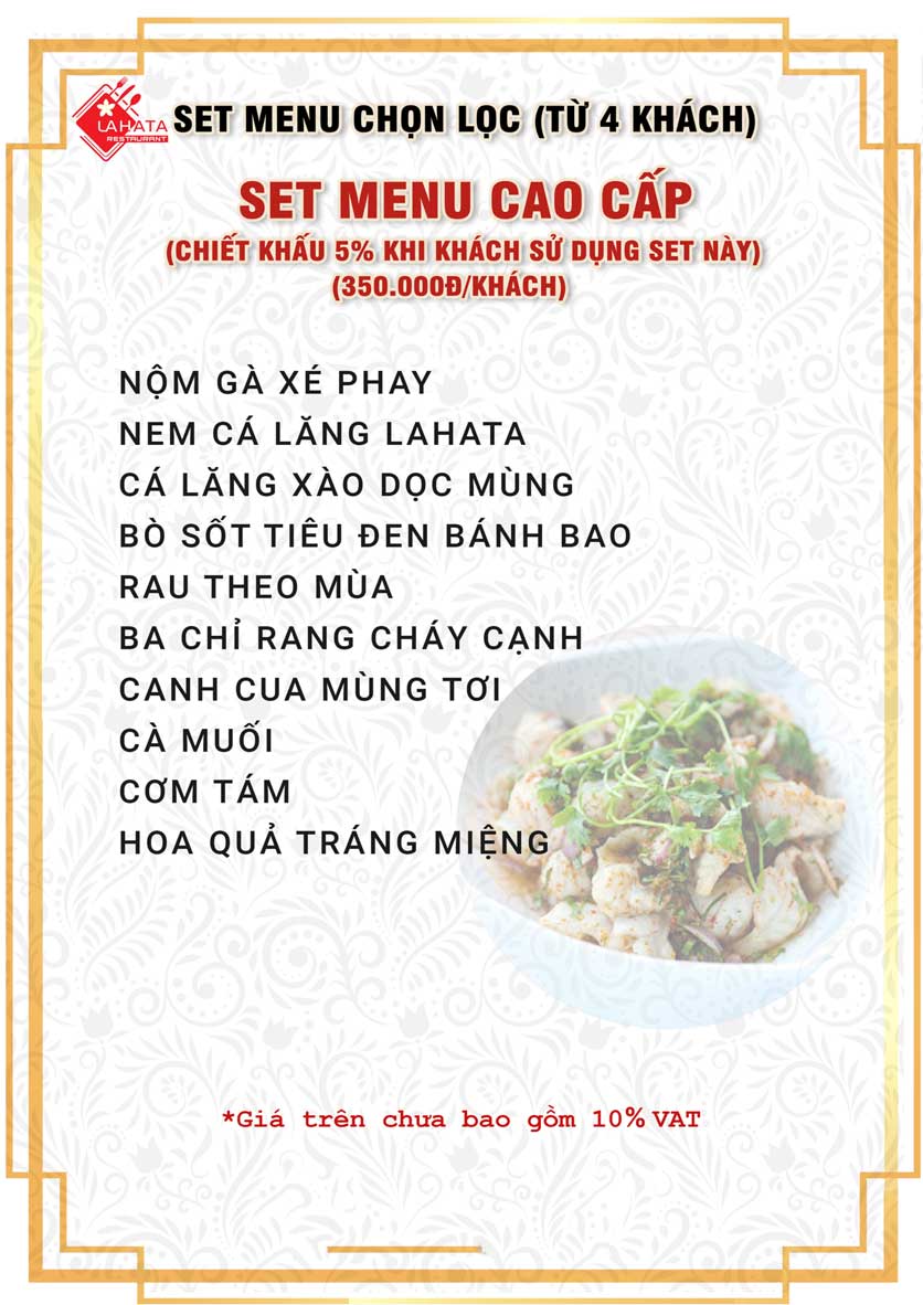 Menu Lahata Restaurant - Dương Đình Nghệ 4 