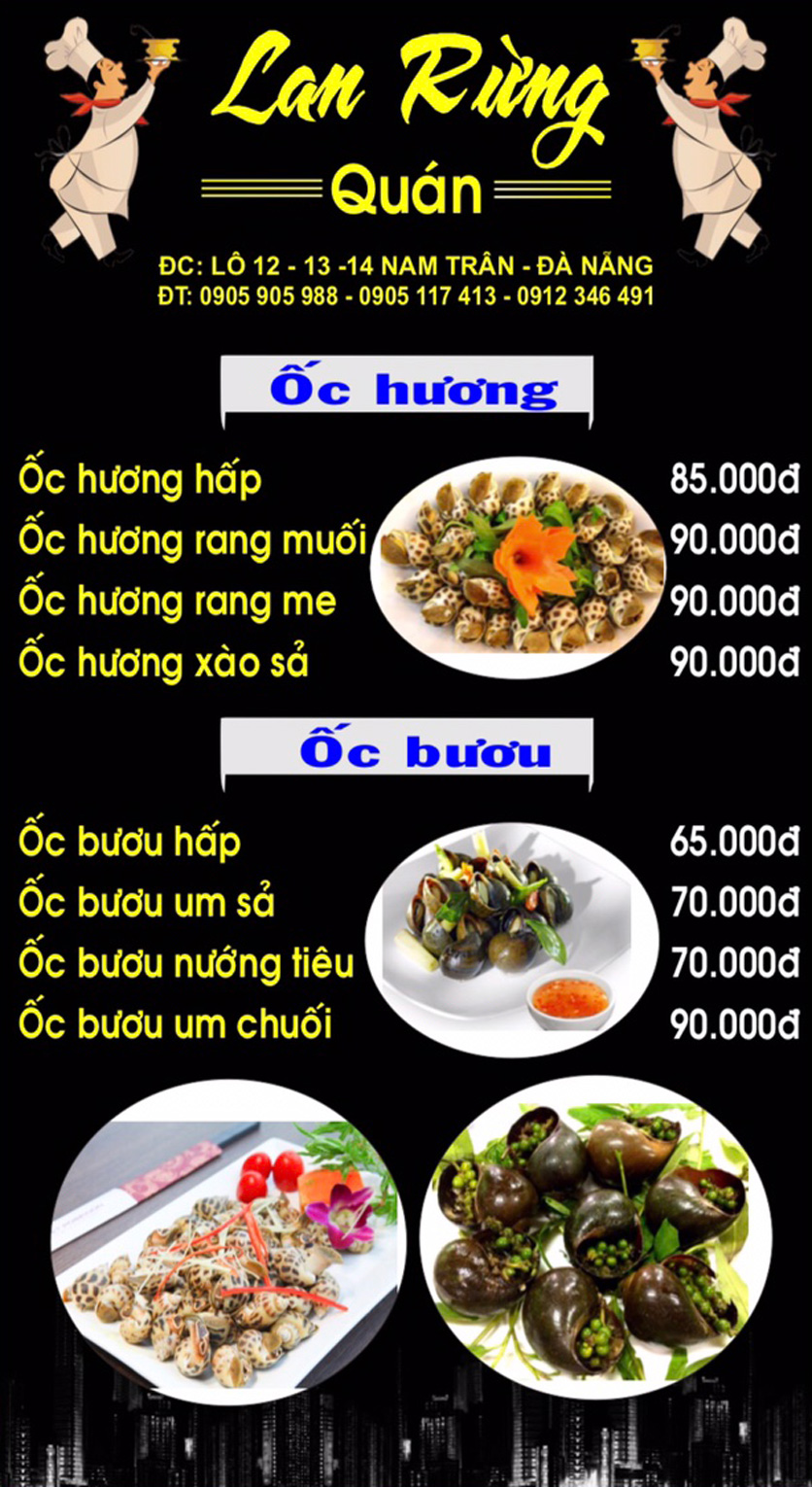 Menu Lan Rừng – Đường Nam Trân 2