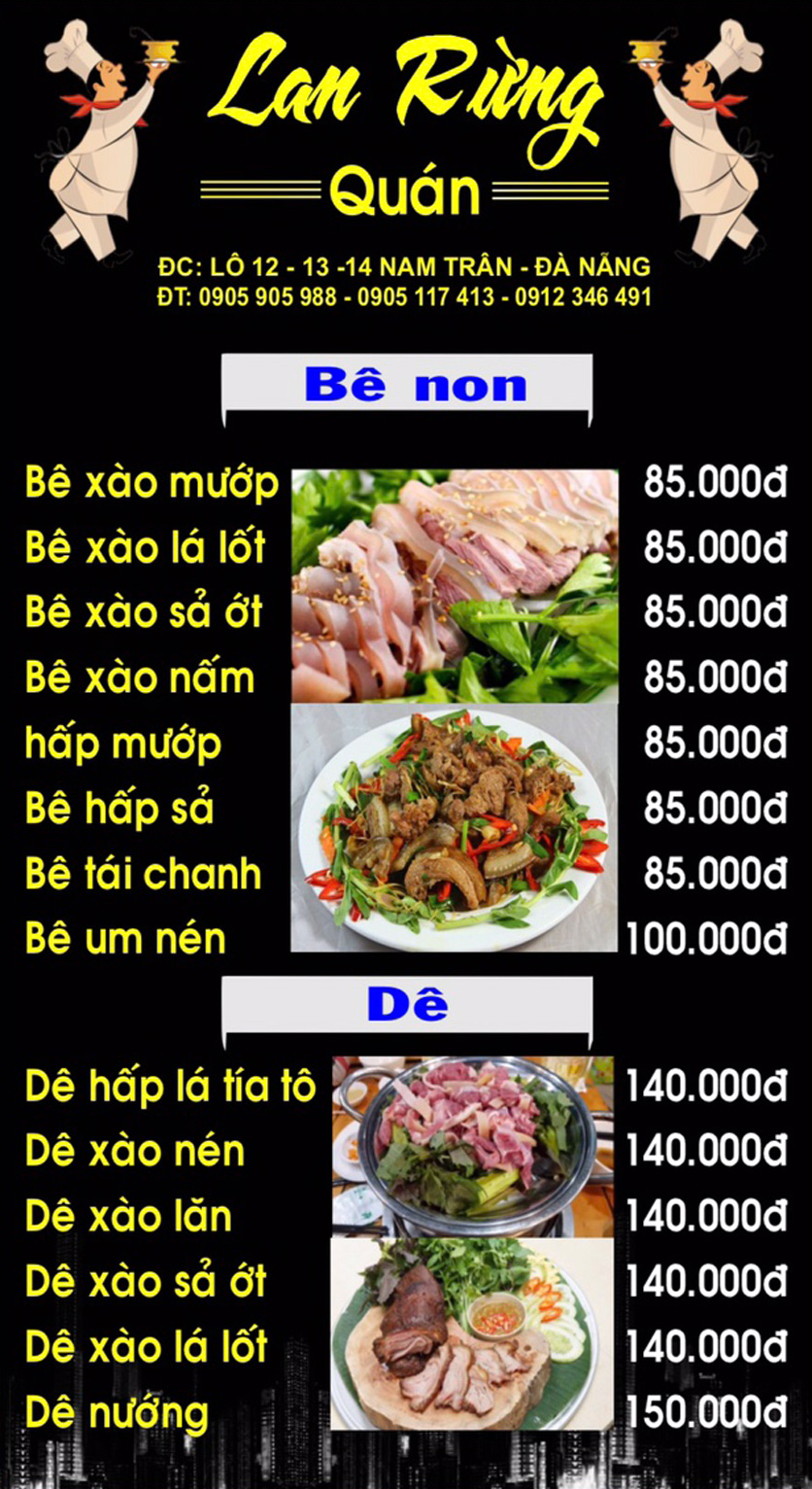 Menu Lan Rừng – Đường Nam Trân 8