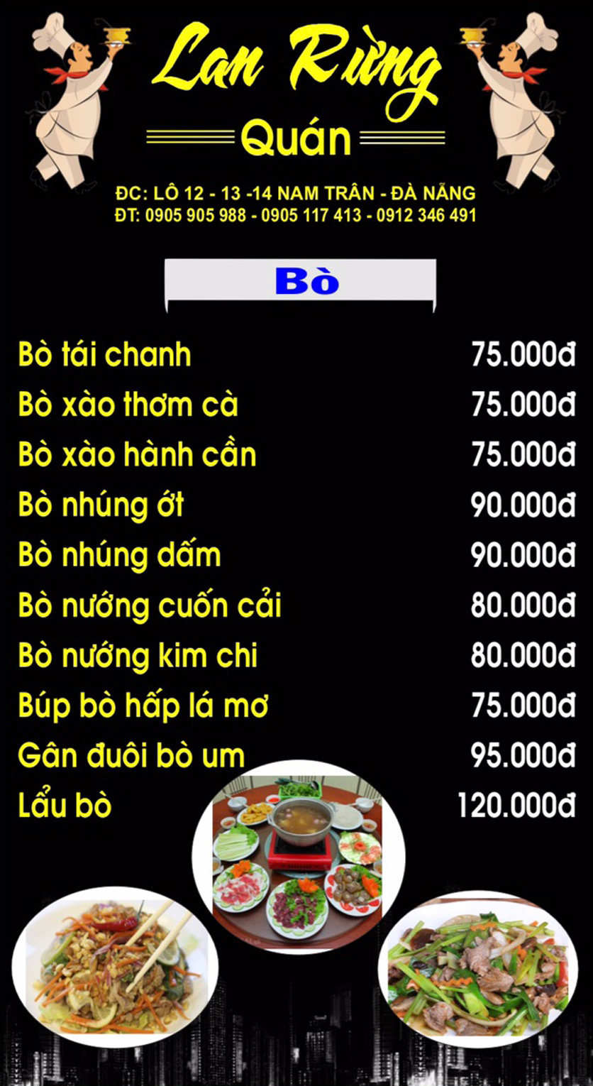 Menu Lan Rừng – Đường Nam Trân 9