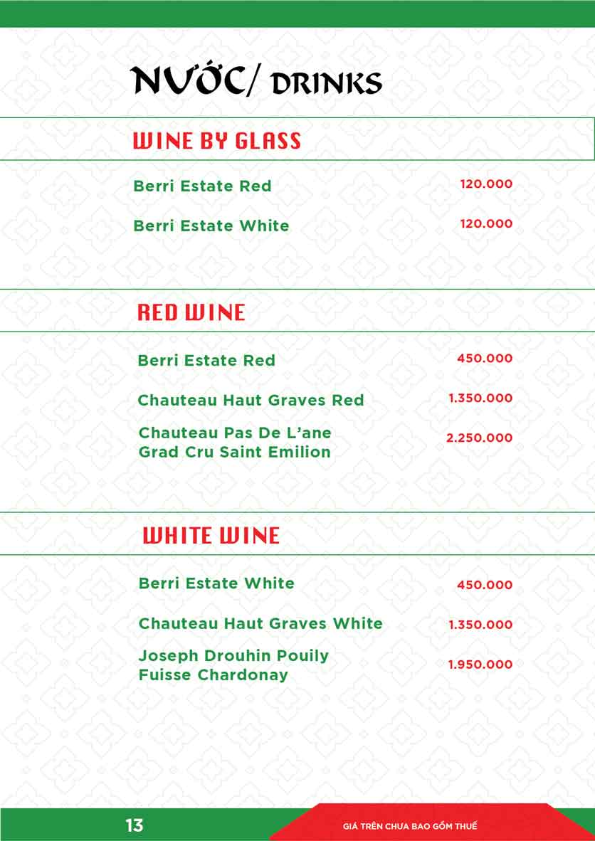 Menu Lộc Thái - Nguyễn Tri Phương 13 
