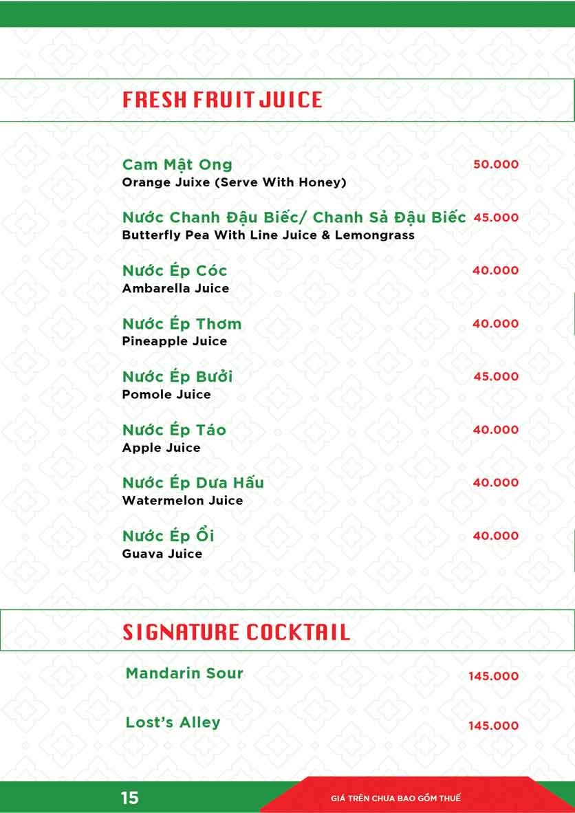 Menu Lộc Thái - Nguyễn Tri Phương 15 