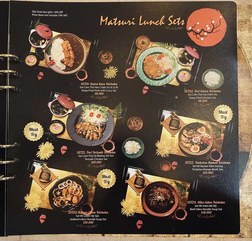 Menu MATSURI - Japanese Restaurant - Xuân Thủy 25 