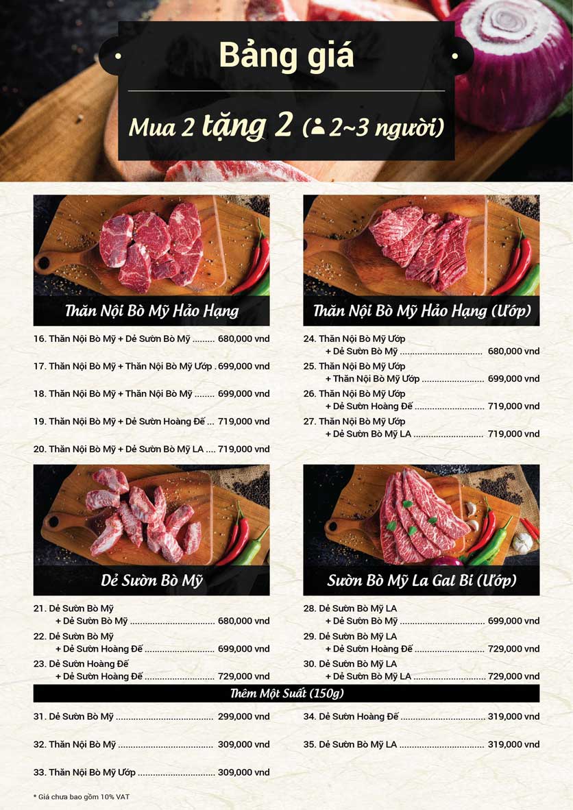 Menu Meat Plus - Aeon Mall Hà Đông 10 