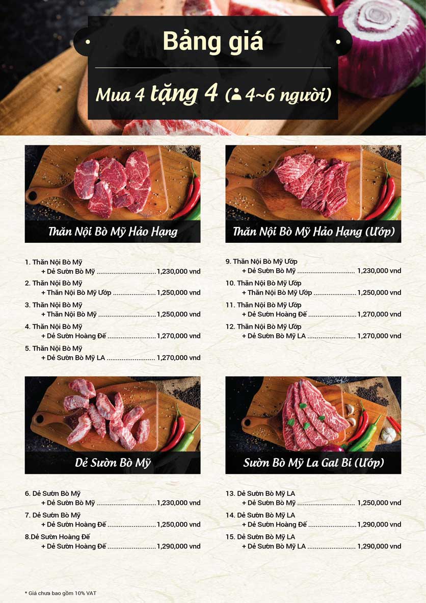 Menu Meat Plus - Aeon Mall Hà Đông 2 