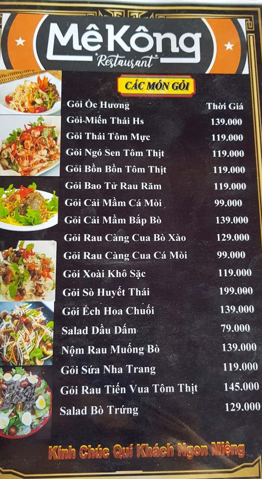 Menu Mekong Restaurant - Phan Văn Trị 1