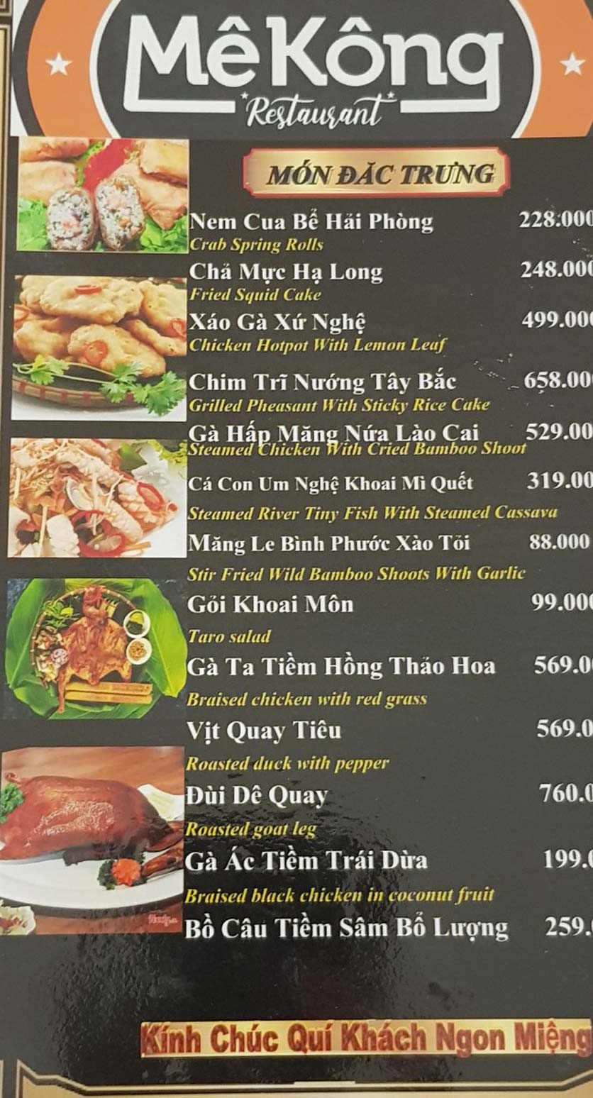 Menu Mekong Restaurant - Phan Văn Trị 2